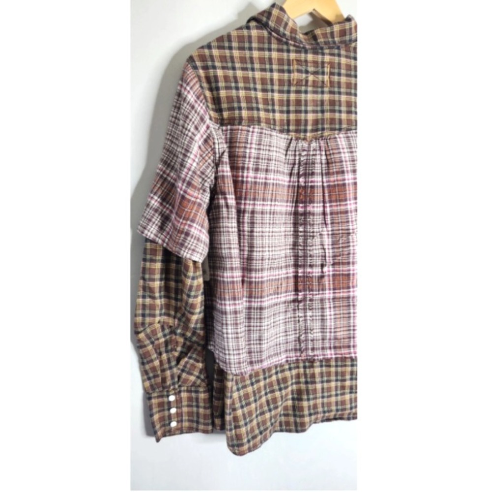 NWT Free People Layer It Up Plaid Top Womens Small Snap Overlay Long Sleeve $168 - Picture 7 of 12